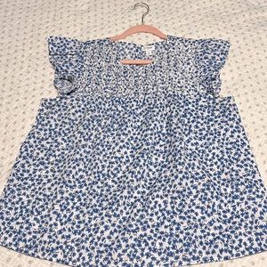 J Crew size medium blue and white floral top